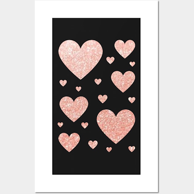 Light Rose Gold Faux Glitter Hearts Wall Art by Felicity-K